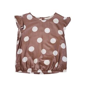 LOFT Polka Dot Banded Hem Flutter Sleeve Top